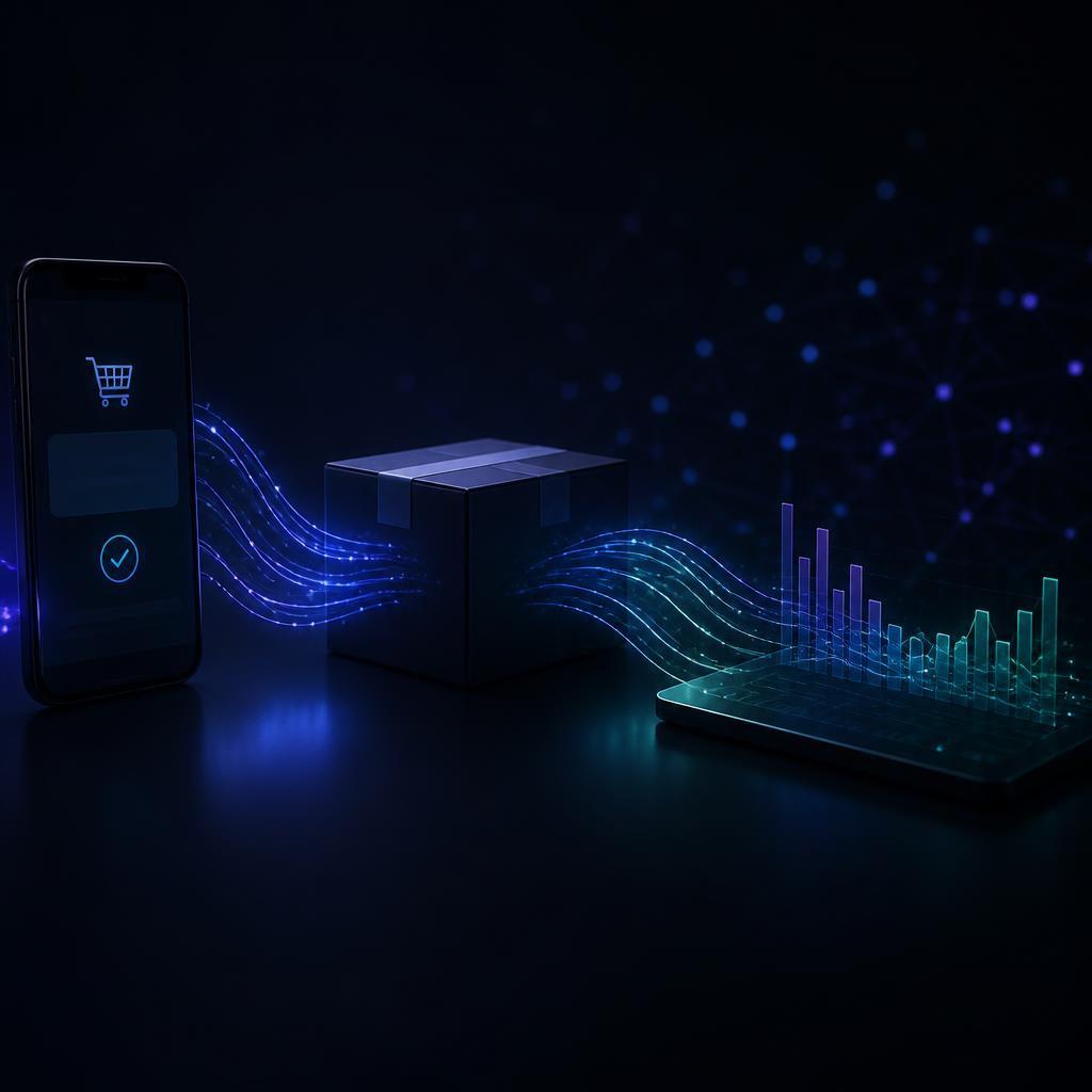 Abstract commerce data connections between orders and payment activity