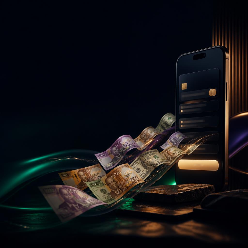 Digital payments moving through a mobile commerce experience